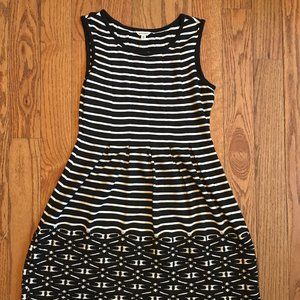 Black and White Striped A-Line Dress